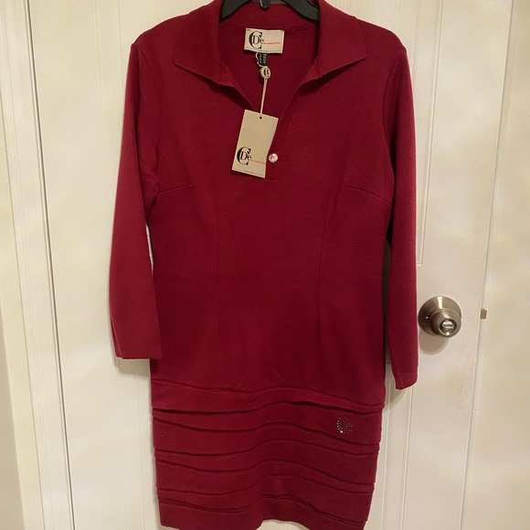 Women winter dress, new never worn . Dark red colour . - Picture 1 of 5